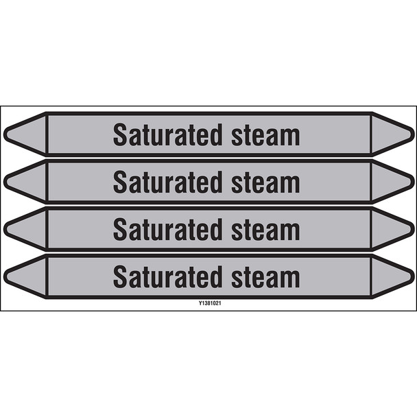 Individual Pipe Markers on a Card with die-cut arrowheads, without pictograms - Steam - Saturated steam