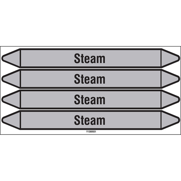 Individual Pipe Markers on a Card with die-cut arrowheads, without pictograms - Steam - Steam