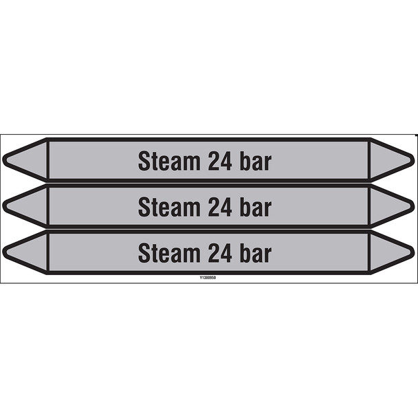 Individual Pipe Markers on a Card with die-cut arrowheads, without pictograms - Steam - Steam 24 bar
