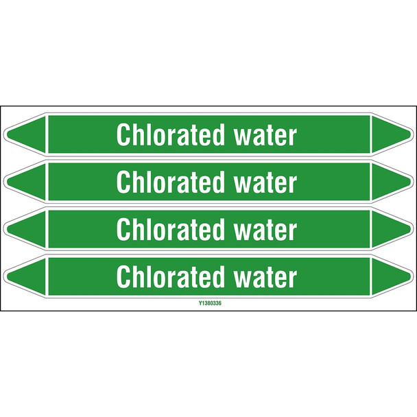 Individual Pipe Markers on a Card with die-cut arrowheads, without pictograms - Water - Chlorated water
