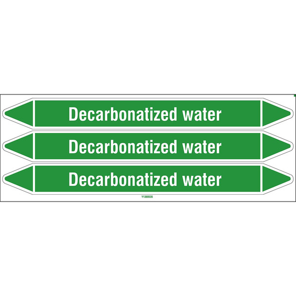 Individual Pipe Markers on a Card with die-cut arrowheads, without pictograms - Water - Decarbonatized water