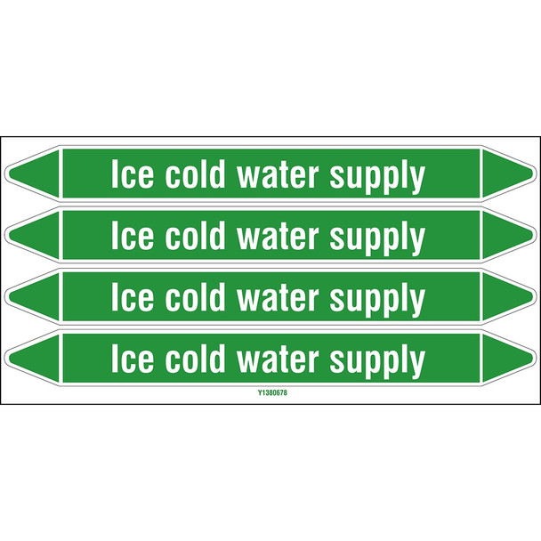 Individual Pipe Markers on a Card with die-cut arrowheads, without pictograms - Water - Ice cold water supply