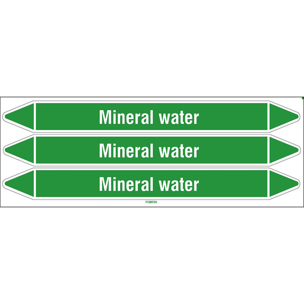 Individual Pipe Markers on a Card with die-cut arrowheads, without pictograms - Water - Mineral water