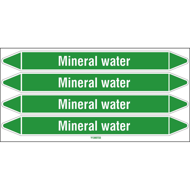 Individual Pipe Markers on a Card with die-cut arrowheads, without pictograms - Water - Mineral water