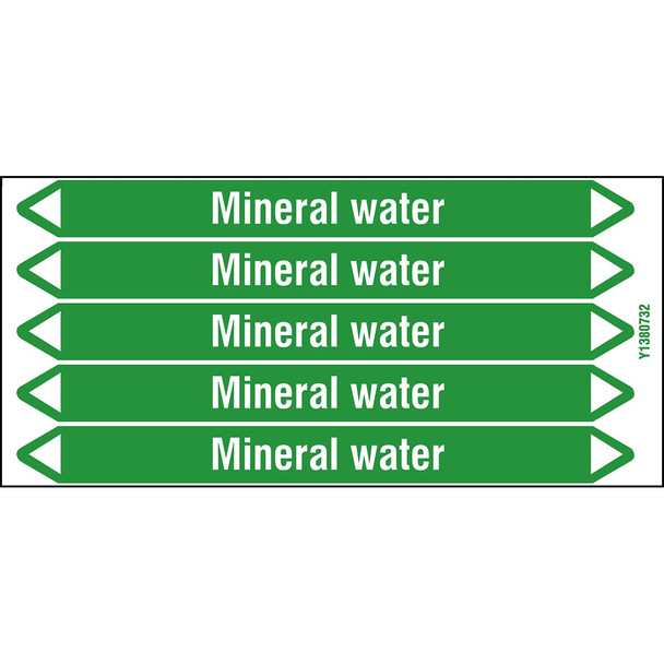 Individual Pipe Markers on a Card with die-cut arrowheads, without pictograms - Water - Mineral water