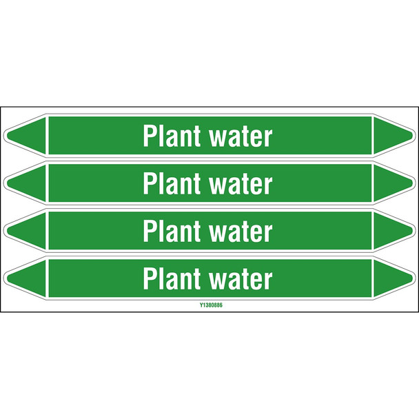 Individual Pipe Markers on a Card with die-cut arrowheads, without pictograms - Water - Plant water