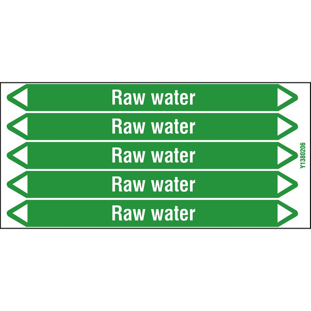 Individual Pipe Markers on a Card with die-cut arrowheads, without pictograms - Water - Raw water