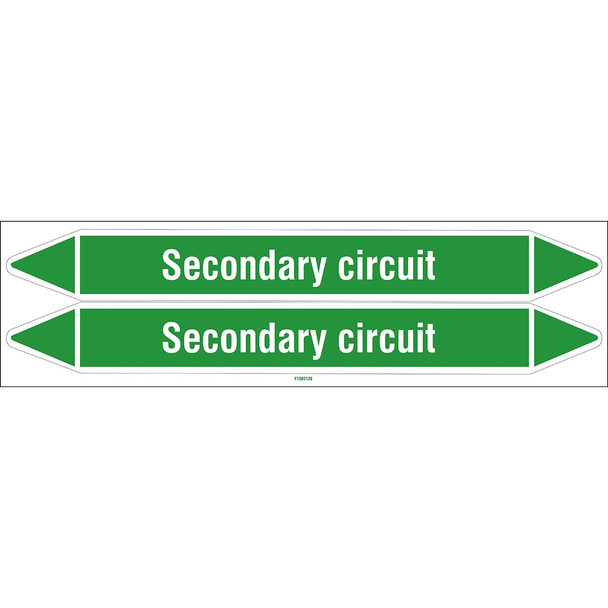 Individual Pipe Markers on a Card with die-cut arrowheads, without pictograms - Water - Secondary circuit