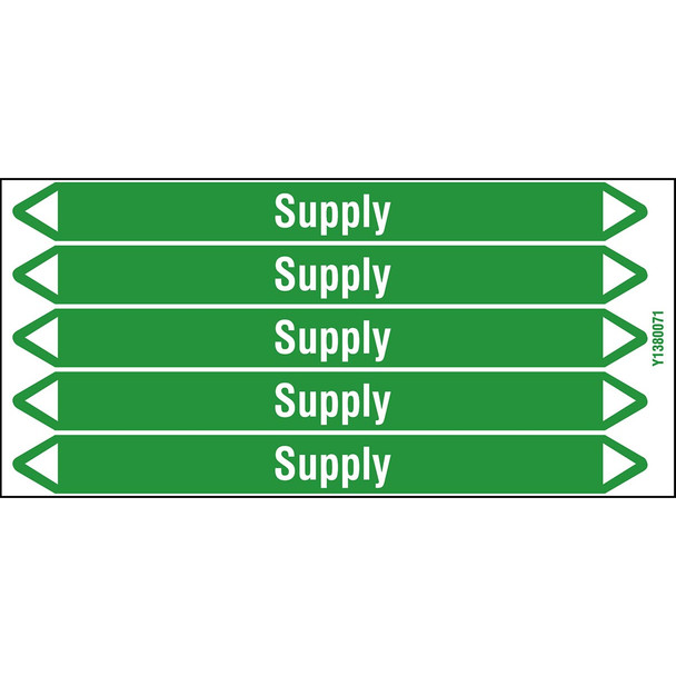 Individual Pipe Markers on a Card with die-cut arrowheads, without pictograms - Water - Supply