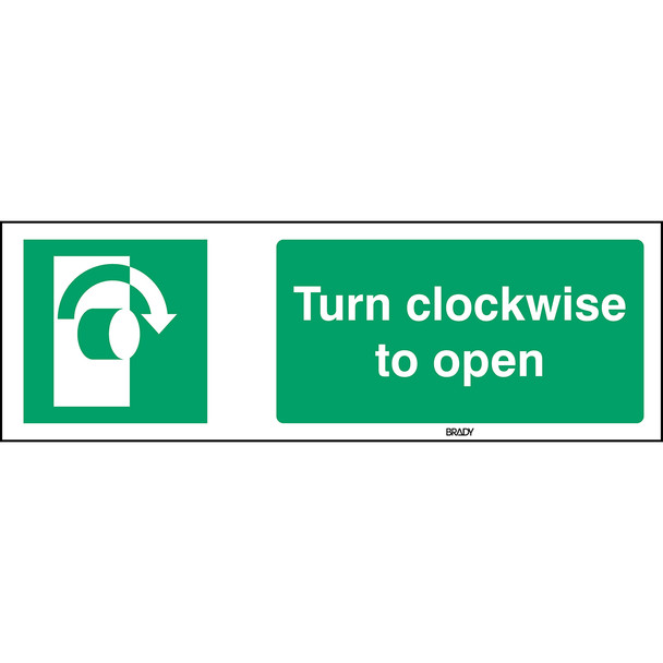 ISO 7010 Sign - Turn clockwise to open - Turn clockwise to open