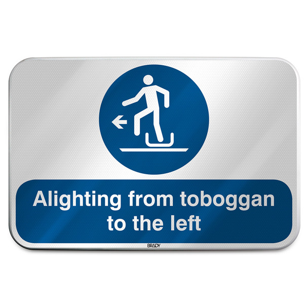 ISO Safety Sign - Alighting from toboggan to the left