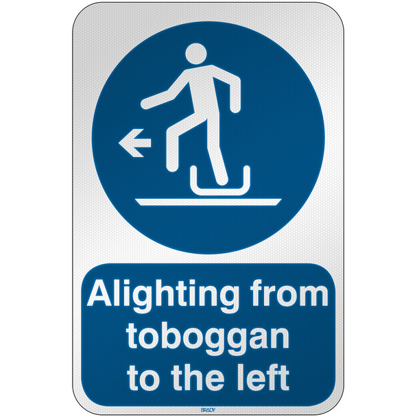 ISO Safety Sign - Alighting from toboggan to the left