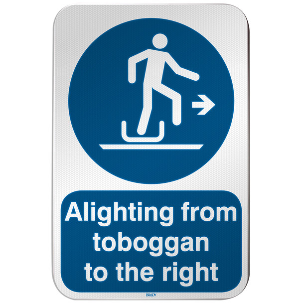 ISO Safety Sign - Alighting from toboggan to the right