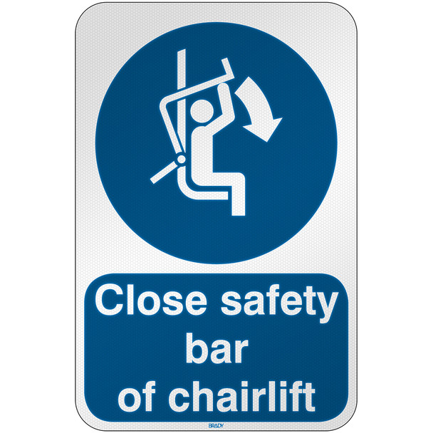 ISO Safety Sign - Close safety bar of chairlift