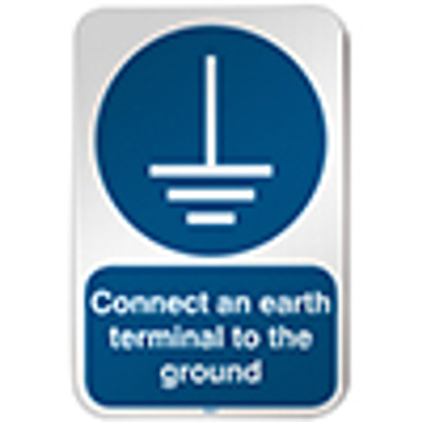 ISO Safety Sign - Connect an earth terminal to the ground