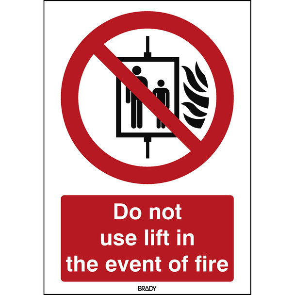 ISO Safety Sign - Do not use lift in the event of fire