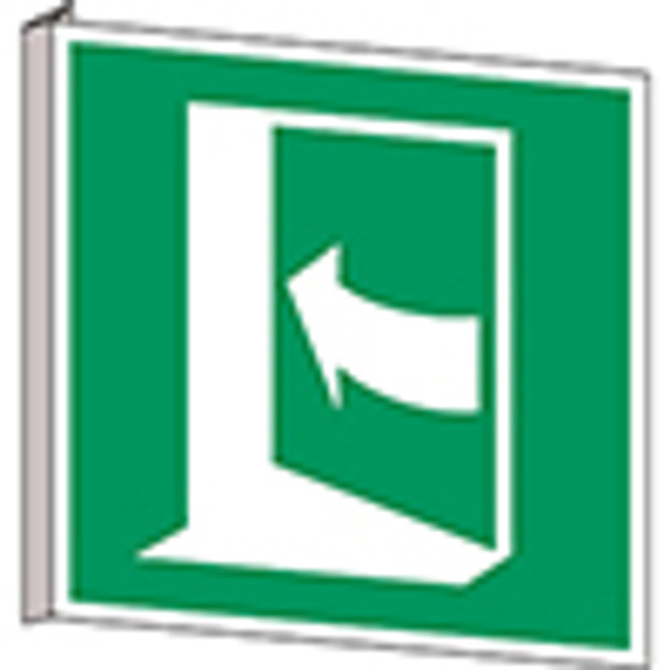 ISO Safety Sign - Door opens by pushing on the left-hand side