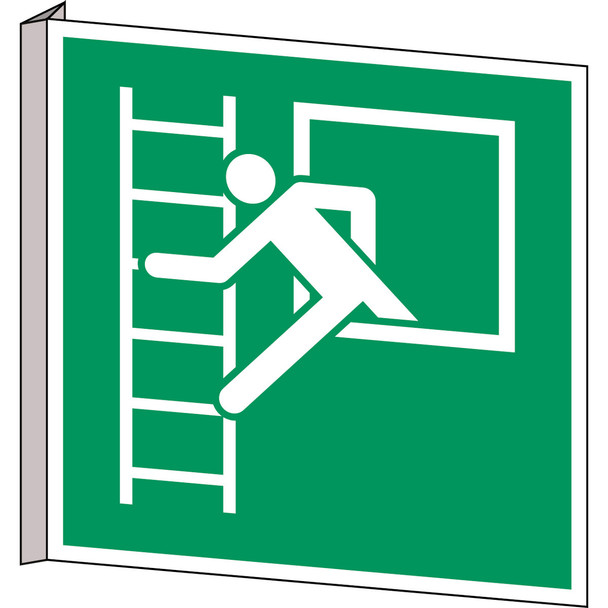 ISO Safety Sign - Emergency window with escape ladder