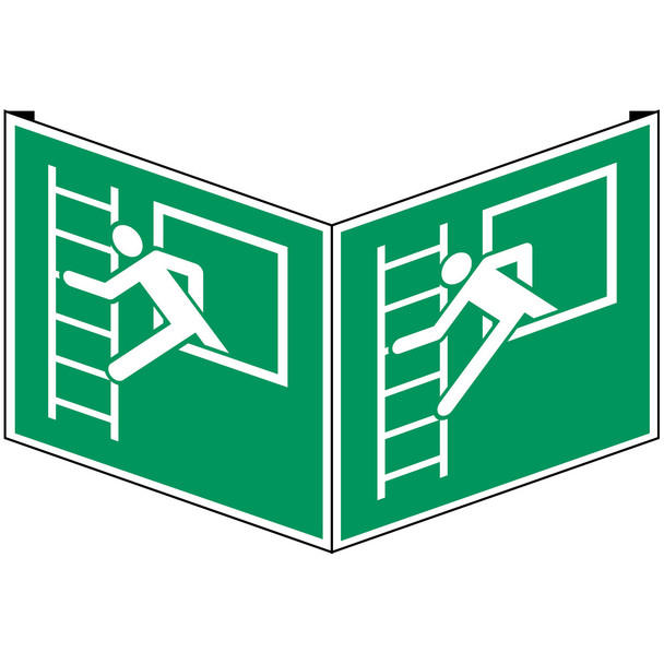 ISO Safety Sign - Emergency window with escape ladder