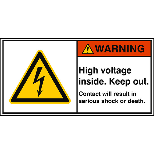 ISO Safety Sign - High voltage inside. Keep out. Contact will result in serious shock or death.