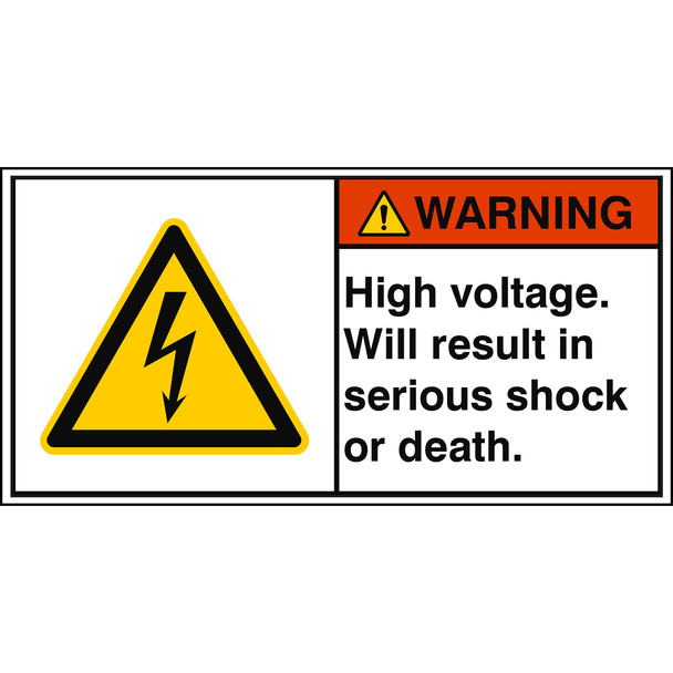 ISO Safety Sign - High voltage. Will result in serious shock or death.