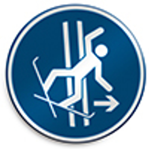 ISO Safety Sign - Immediately leave the tow-track in the event of falling
