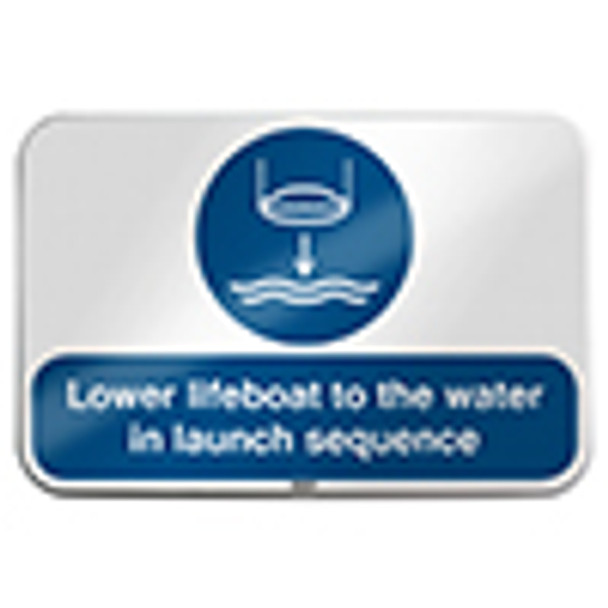 ISO Safety Sign - Lower lifeboat to the water in launch sequence