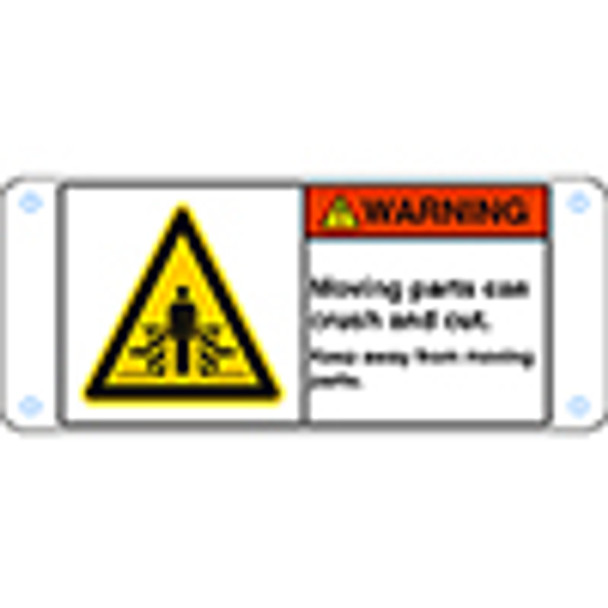 ISO Safety Sign - Moving parts can crush and cut. Keep away from moving parts.