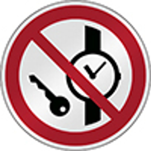 ISO Safety Sign - No metallic articles or watches