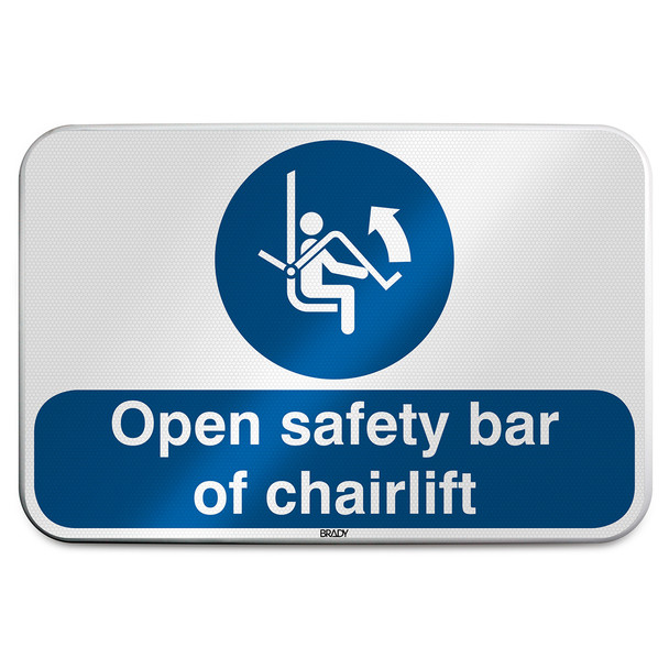 ISO Safety Sign - Open safety bar of chairlift