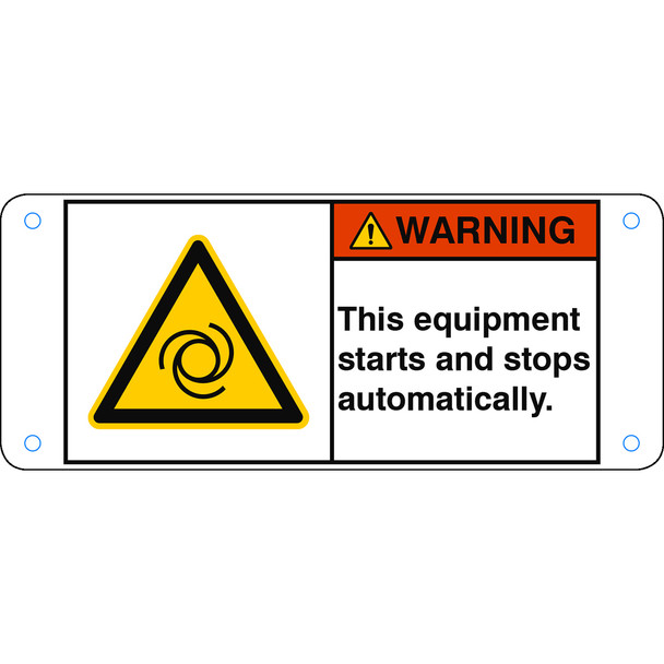 ISO Safety Sign - This equipment starts and stops automatically.