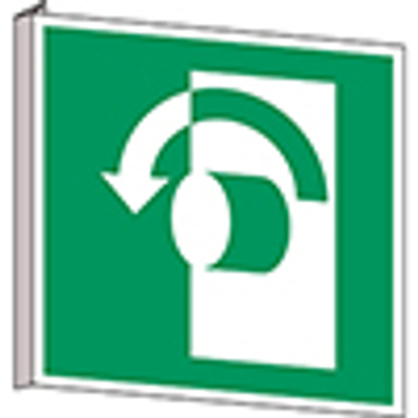 ISO Safety Sign - Turn anticlockwise to open