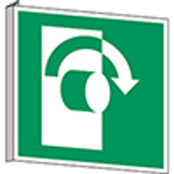 ISO Safety Sign - Turn clockwise to open