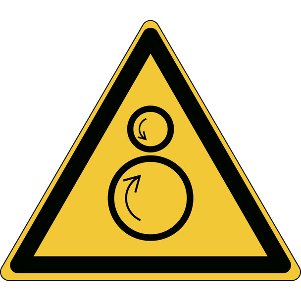 ISO Safety Sign - Warning: counter rotating rollers