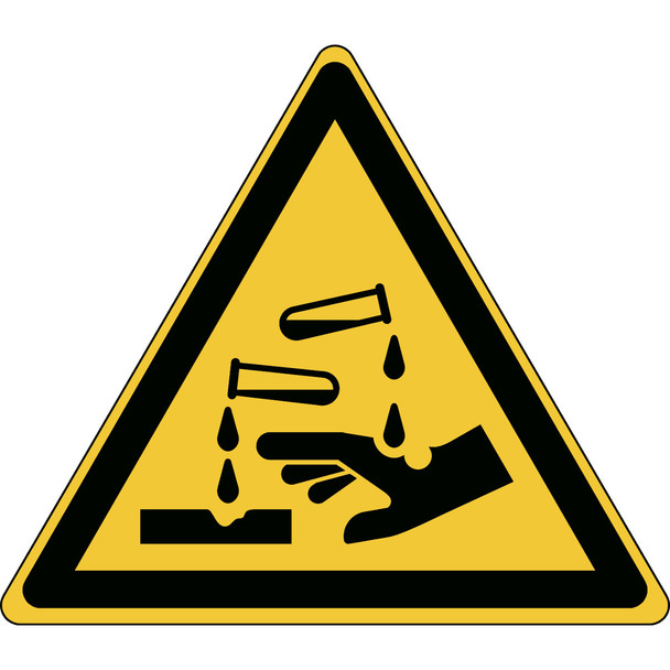 ISO Safety Sign - Warning; Corrosive substance