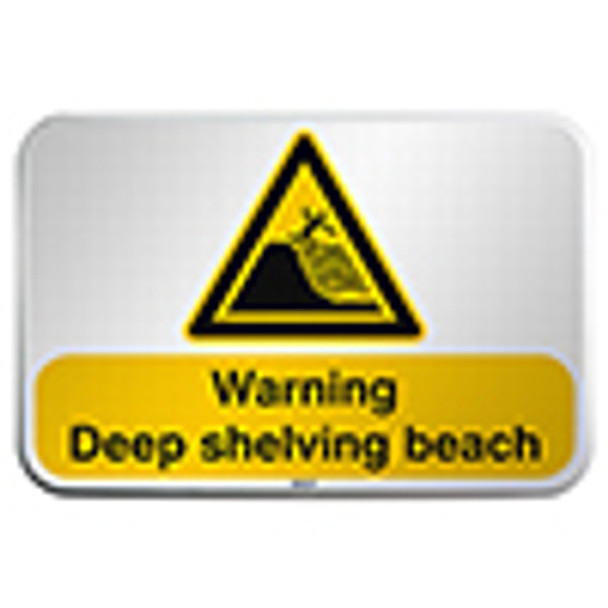 ISO Safety Sign - Warning; Deep shelving beach