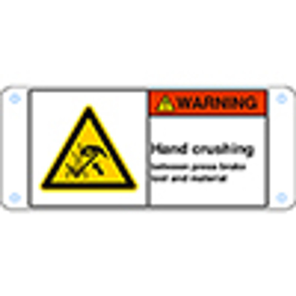 ISO Safety Sign - Warning; Hand crushing between press brake and material