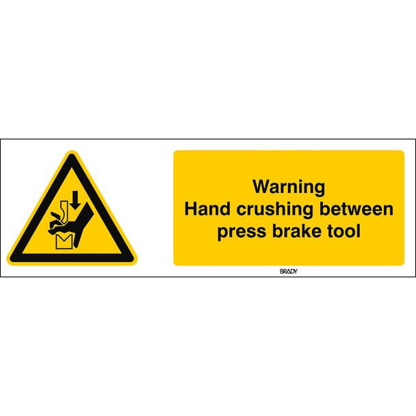 ISO Safety Sign - Warning; Hand crushing between press brake tool