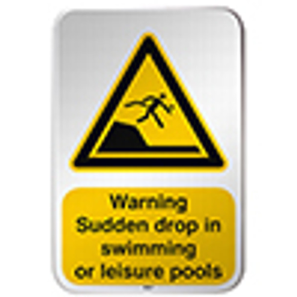 ISO Safety Sign - Warning; Sudden drop in swimming or leisure pools