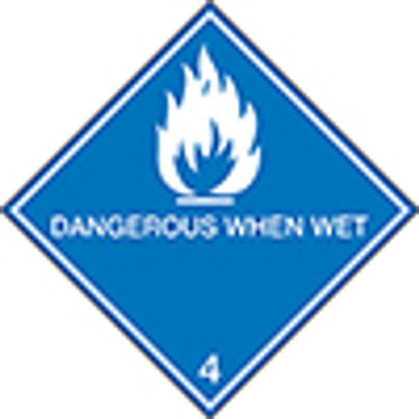 Maritime Transport Sign - IMDG 4C - Dangerous when wet - DANGEROUS WHEN WET 4