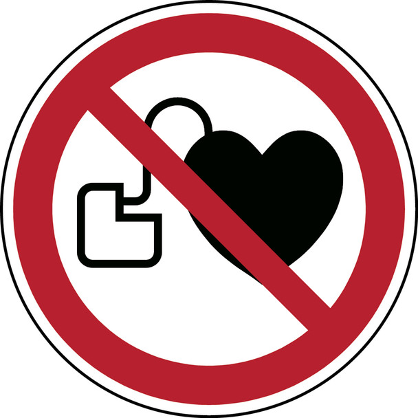 No access for people with active implanted cardiac devices - ISO 7010
