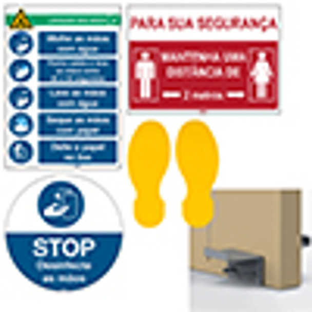 Restroom Social Distancing Kit with Hands Free Door Opener