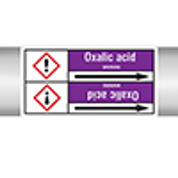 Roll form linerless Pipe Markers, with pictograms - Acids & Alkalis - Oxalic acid