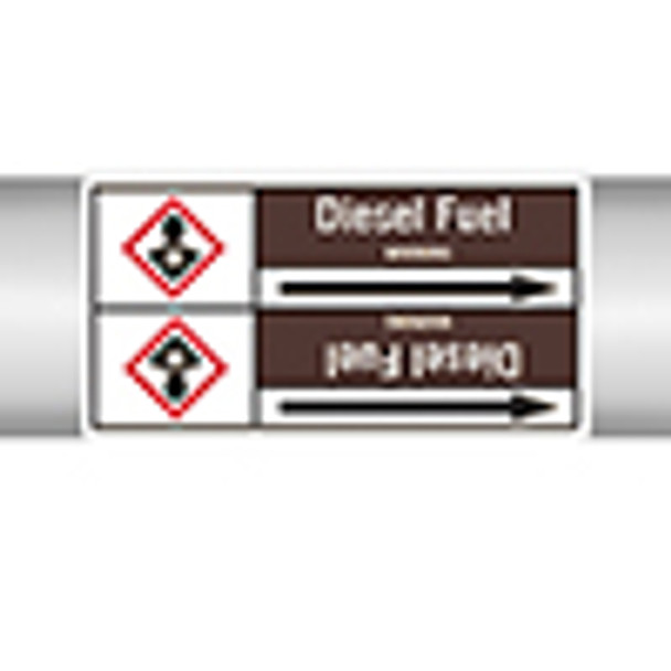 Roll form linerless Pipe Markers, with pictograms - Flammable/Non-Flammable Liquids/Oils - Diesel Fuel