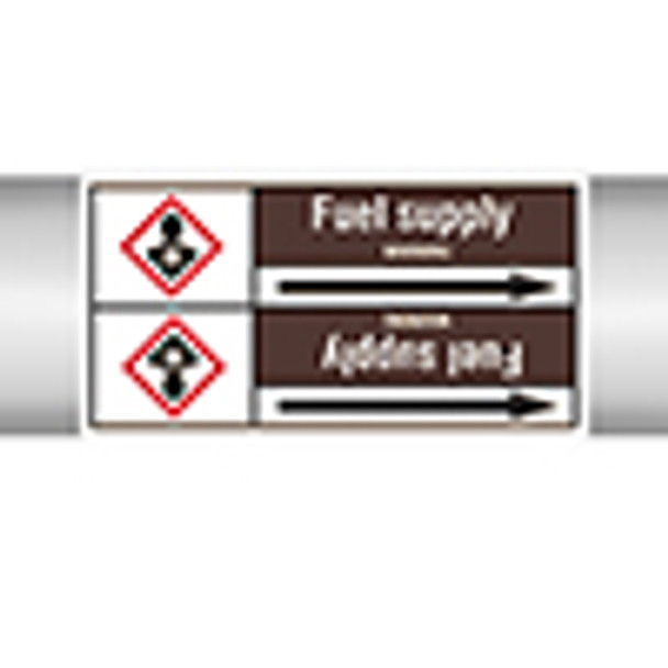 Roll form linerless Pipe Markers, with pictograms - Flammable/Non-Flammable Liquids/Oils - Fuel supply