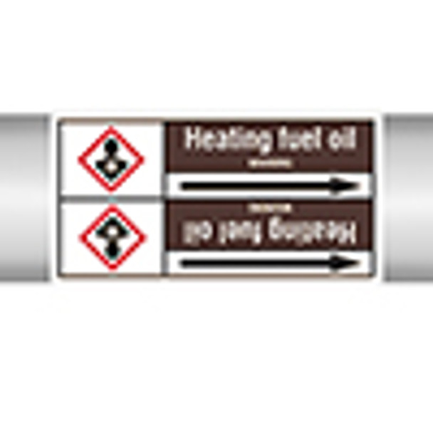 Roll form linerless Pipe Markers, with pictograms - Flammable/Non-Flammable Liquids/Oils - Heating fuel oil