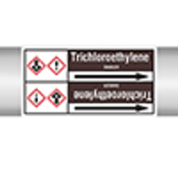 Roll form linerless Pipe Markers, with pictograms - Flammable/Non-Flammable Liquids/Oils - Trichloroethylene