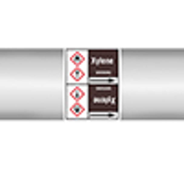 Roll form linerless Pipe Markers, with pictograms - Flammable/Non-Flammable Liquids/Oils - Xylene