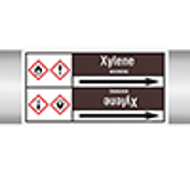 Roll form linerless Pipe Markers, with pictograms - Flammable/Non-Flammable Liquids/Oils - Xylene