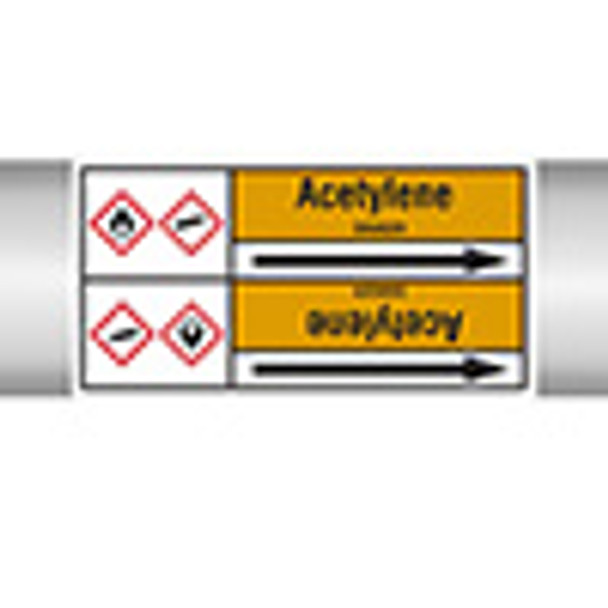 Roll form linerless Pipe Markers, with pictograms - Gas - Acetylene